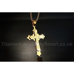 Men's Titanium Pendant 60 mm Cross Zircon PN-118