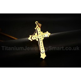 Men's Titanium Pendant 60 mm Cross Zircon PN-118