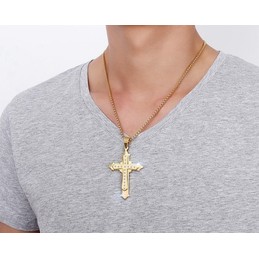 Men's Titanium Pendant 60 mm Cross Zircon PN-118