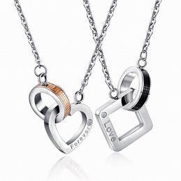 "Love Forever" Two Layers Titanium Lovers Pendants