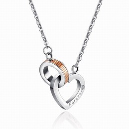 "Love Forever" Two Layers Titanium Lovers Pendants