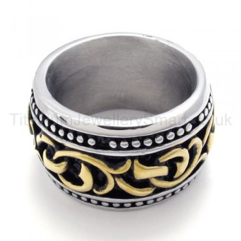 Golden Texture Titanium Ring 20005-£109 - Titanium Jewellery UK