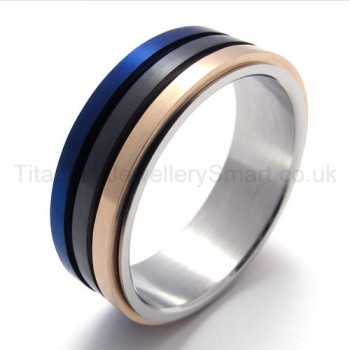 Three Colored Rotatable Titanium Ring 20008-£97 - Titanium Jewellery UK