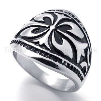 Classical Four-leaf Clover Titanium Ring 20209-£109 - Titanium Jewellery UK