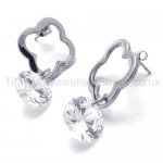 With Diamond Titanium Quadrate Loop Earrings 19987