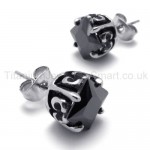 Black Retro Bud Titanium Earrings 20259