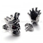 Red Eyes Skull Titanium Earrings 20335