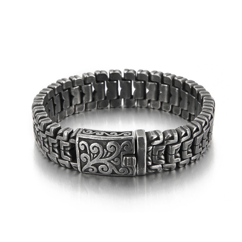  Popular Cool Hip Hop Floral Men's Titanium Bracelet