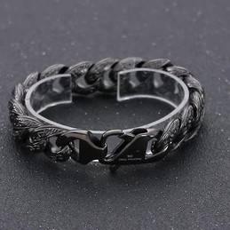  Vintage Cool gunmetal plated pattern titanium bracelet for men
