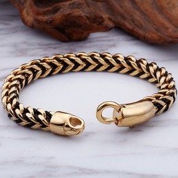 New wave retro leather braided rope titanium bracelet