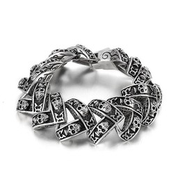   Cool heavy skull stereoscopic men's titanium bracelet