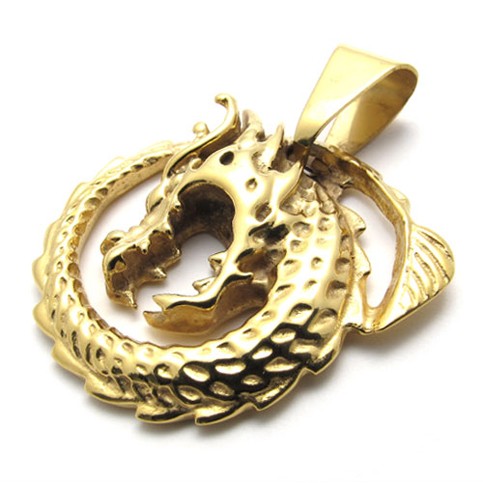 Gold Dragon Titanium Pendant 20463-£98 - Titanium Jewellery UK