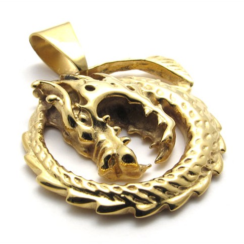 Gold Dragon Titanium Pendant 20463-£98 - Titanium Jewellery UK