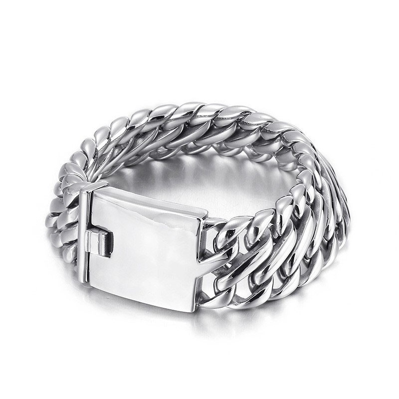  Hip hop rock fashion Cool men's titanium bracelet