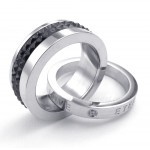 Titanium Lovers Interlocking Circles Pendant Necklace (Free Chain)(One Pair)