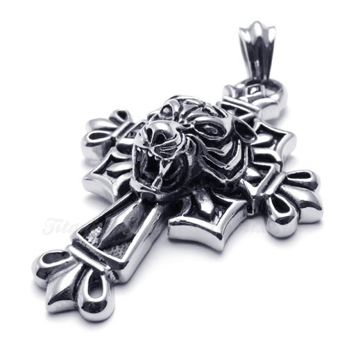 Leopard Titanium Cross Pendant Necklace (Free Chain)-£95 - Titanium ...