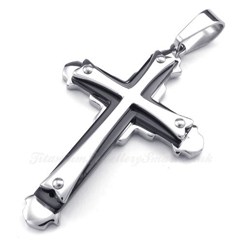 Three Tier Titanium Cross Pendant Necklace (Free Chain)-£75 - Titanium ...