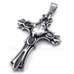 White Zircon Titanium Cross Pendant Necklace (Free Chain)