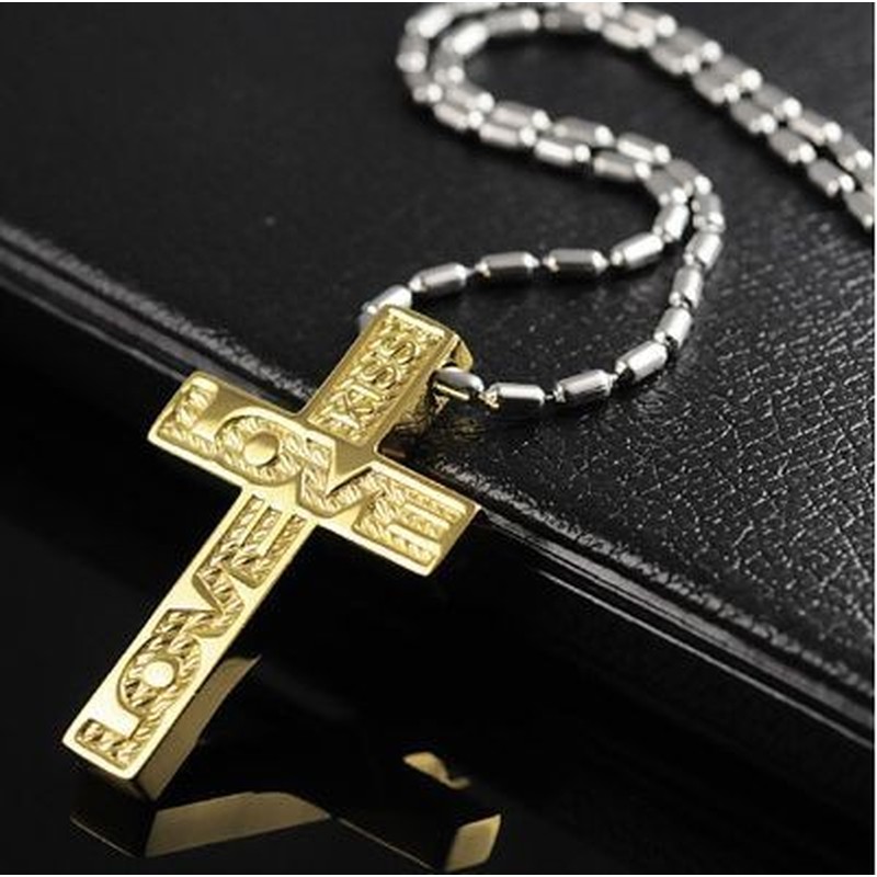 High Quality Man Love Cross titanium steel necklace