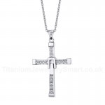 Unisex Titanium Necklace Cross Crystal PN-313