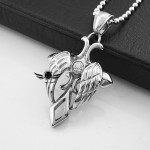 Wing Cross Titanium Pendant Necklace with Crystal