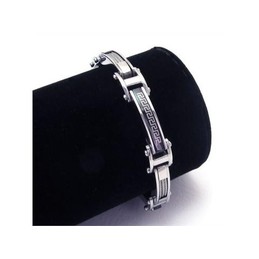 Men's Boy's Silver Black Pure Titanium Charm Bracelet 