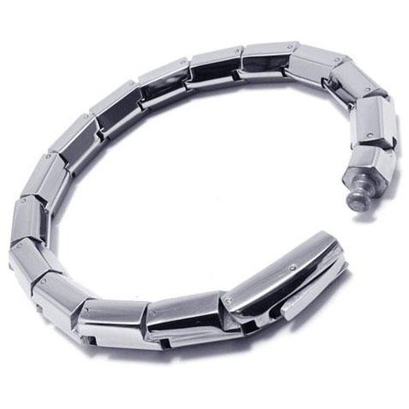 Mens Boys Silver Pure Titanium Charm Bangle Bracelet