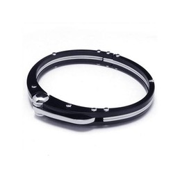 Mens Black Silver Charm Pure Titanium Bracelet Bangle