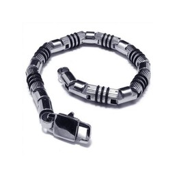 Men's Silver Black 316L Pure Titanium Bracelet Bangle