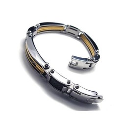 Men's Golden Silver Pure Titanium Charm Bracelet New