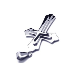 Mens Silver Pure Titanium Cross Necklace Pendant (New) 
