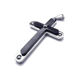 Mens Black Pure Titanium Cross Pendant Necklace Chain