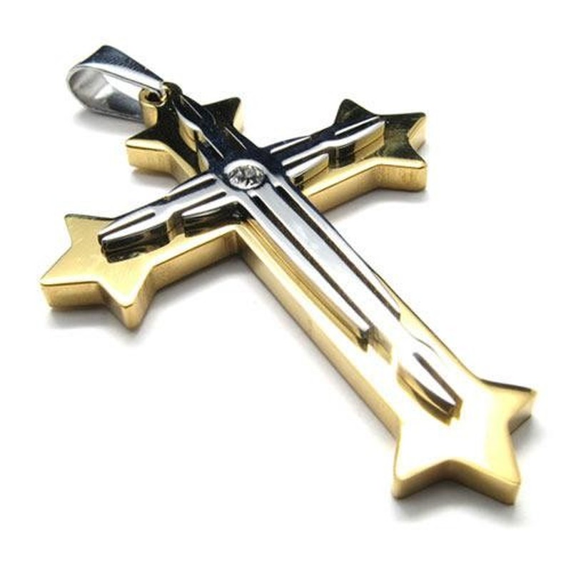 Mens Pure Titanium Novel Cross Pendant Necklace Chain