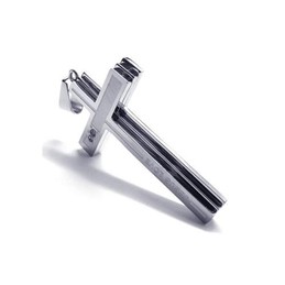 Mens Silver Pure Titanium Necklace Cross Pendant (New)