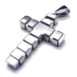 Men's Silver Pure Titanium Cross Pendant Necklace (New)