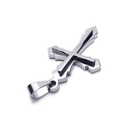 Mens Silver Pure Titanium Pendant Cross Necklace (New)
