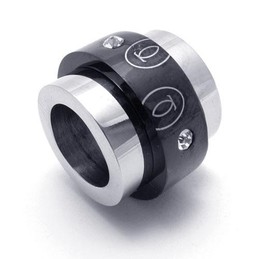 Black Silver Pure Titanium Rings Pendant Necklace (New)