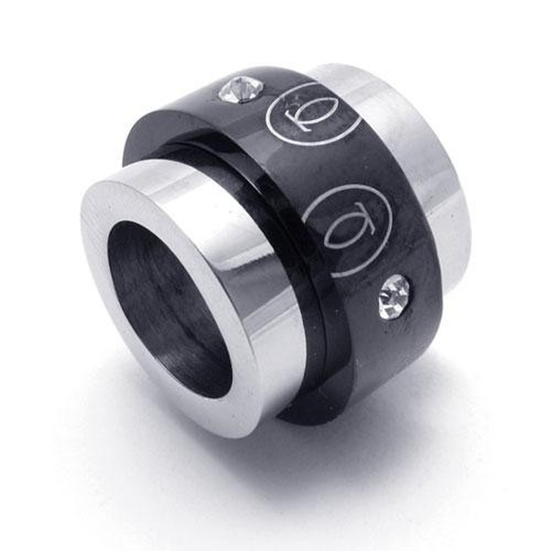 Black Silver Pure Titanium Rings Pendant Necklace (New)
