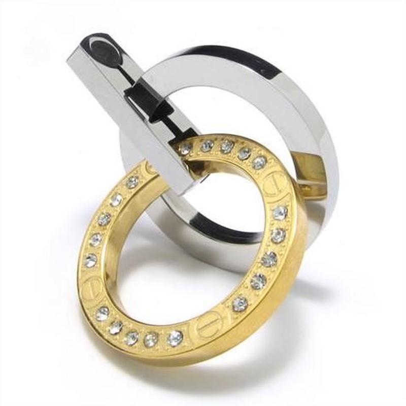 Golden & Silver Pure Titanium Rings Pendant Necklace