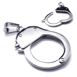 Men's Silver Pure Titanium Handcuff Pendant Necklace