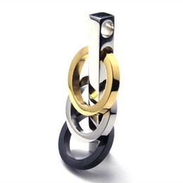 Mens Pure Titanium Three Ring Pendant Necklace @17299