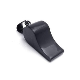 Mens Black Pure Titanium Whistle Pendant Necklace (New)