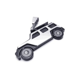 Mens Black Silver Pure Titanium Jeep Pendant Necklace