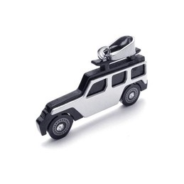 Mens Black Silver Pure Titanium Jeep Pendant Necklace