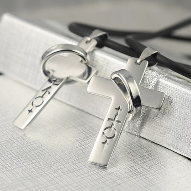 Male and female symbols couples necklace