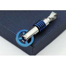 Blue and silver unicycle titanium pendant and necklace