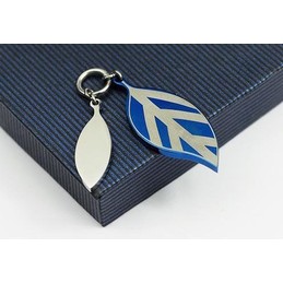 Hackberry Leaf blue titanium pendant and necklace