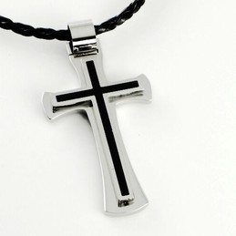 Pure Titanium Men's Pendants And Necklace Cross 01