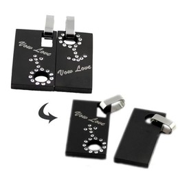 Fashion Sweetheart boy and girl symbol Black Titanium Necklace Pendant